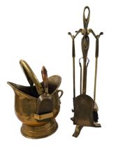 Brass four piece fireside companion set