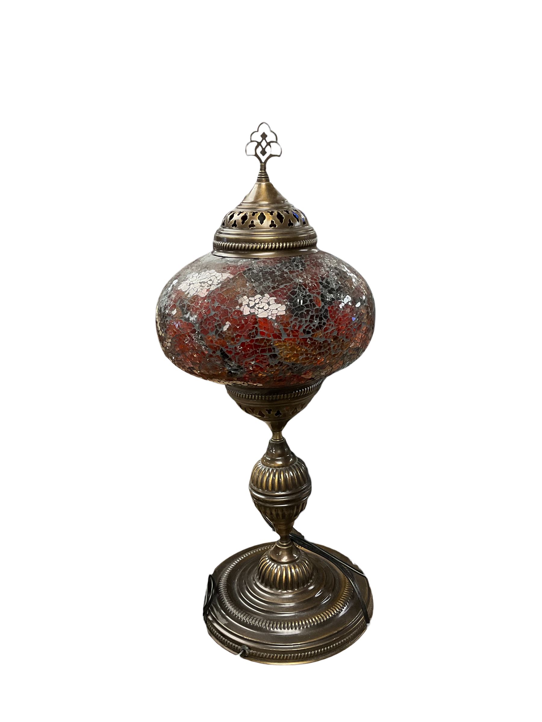 Mosaic crackle glaze globe lamp - Image 2 of 2
