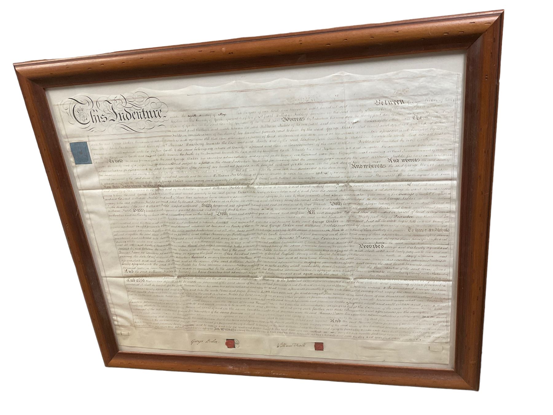Two 19th century framed indentures - Image 2 of 3