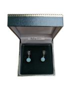 Silver opal and marcasite pendant stud earrings
