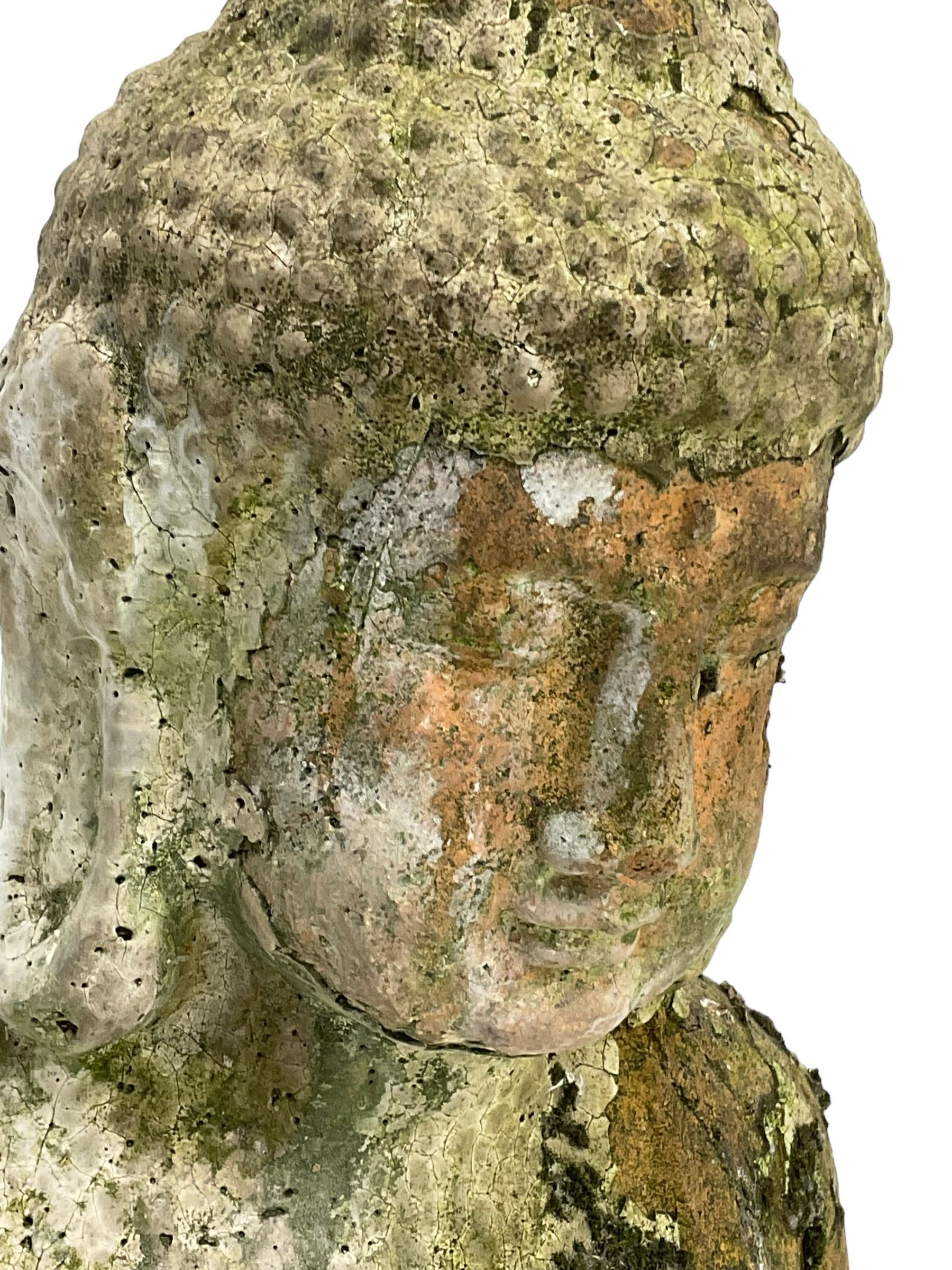 Terracotta garden figure in the form of a seated Buddha - Image 3 of 6