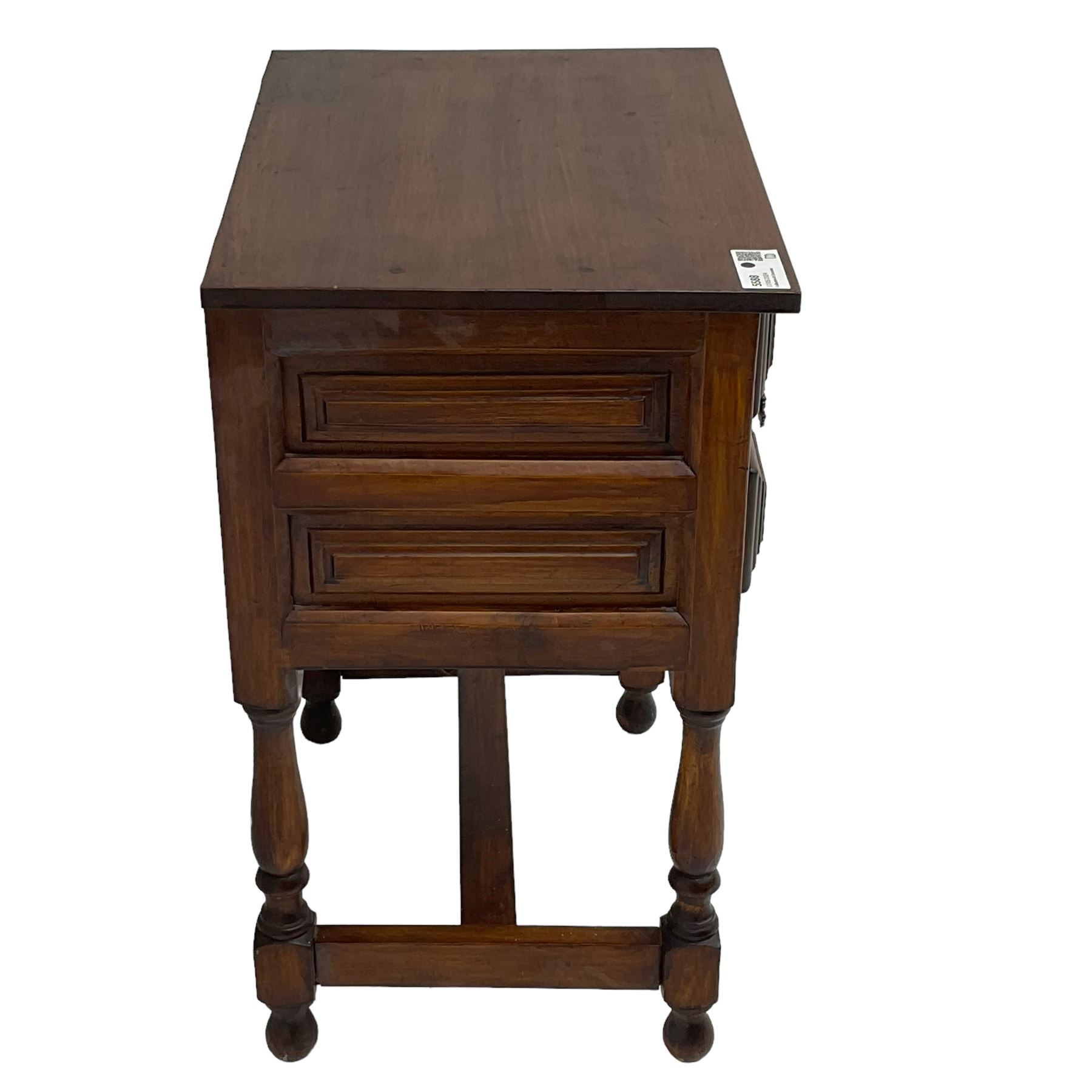 Stained beech two drawer bedside lamp table - Image 6 of 12