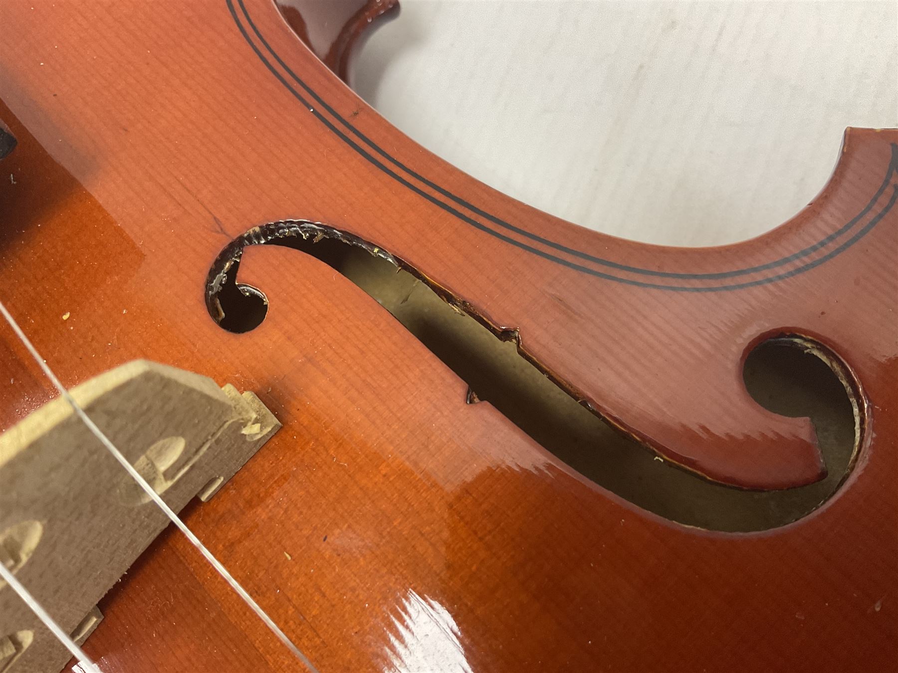 Full size violin with a maple case and ebonised fingerboard and fittings - Image 14 of 21