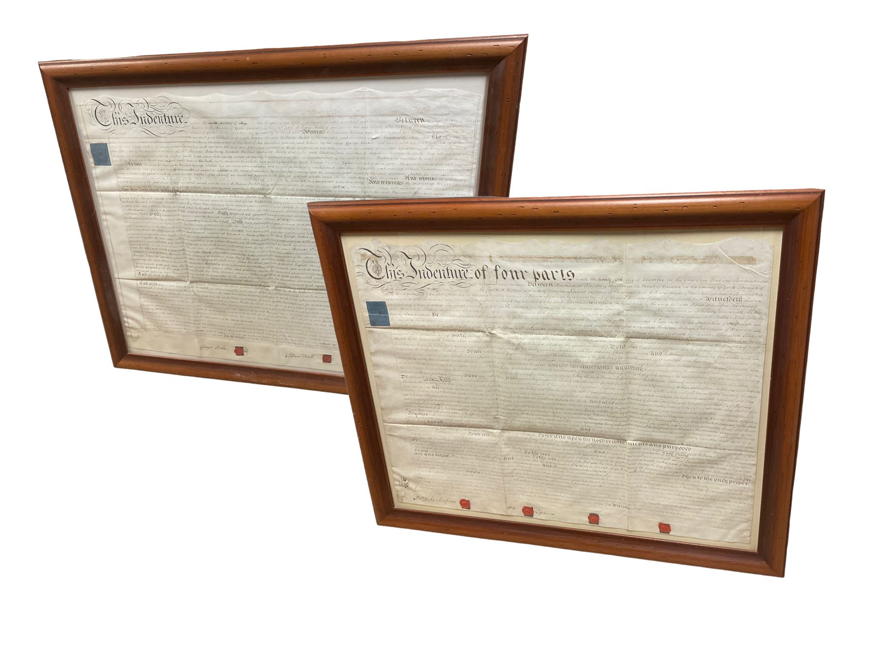 Two 19th century framed indentures