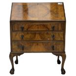 Small early 20th century figured walnut bureau