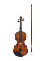Full size violin with a maple case and ebonised fingerboard and fittings