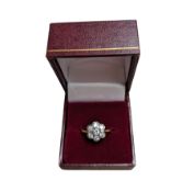 Silver-gilt cubic zirconia flower head cluster ring