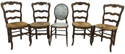 Set of four French hardwood dining chairs
