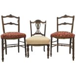 Pair of late 19th century walnut bedroom chairs