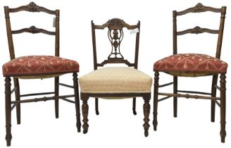 Pair of late 19th century walnut bedroom chairs