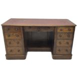 Victorian figured walnut kneehole desk