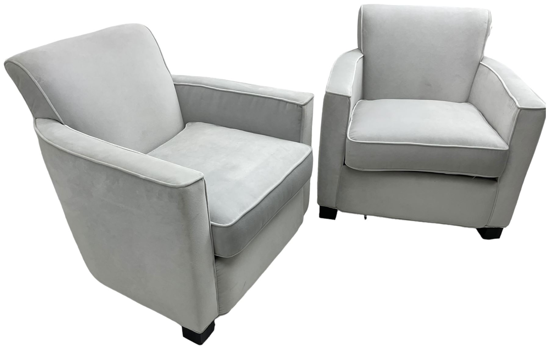 India Jane Interiors - 'Savoy' pair of contemporary armchairs upholstered in light grey velvet fabri - Image 7 of 7