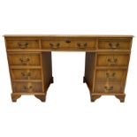 Georgian design yew wood twin pedestal desk