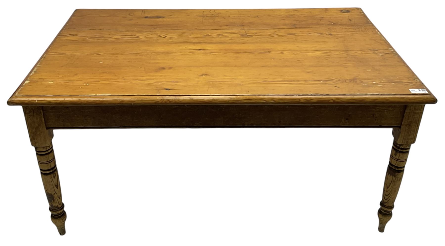 19th century pitch pine dining table - Image 3 of 6