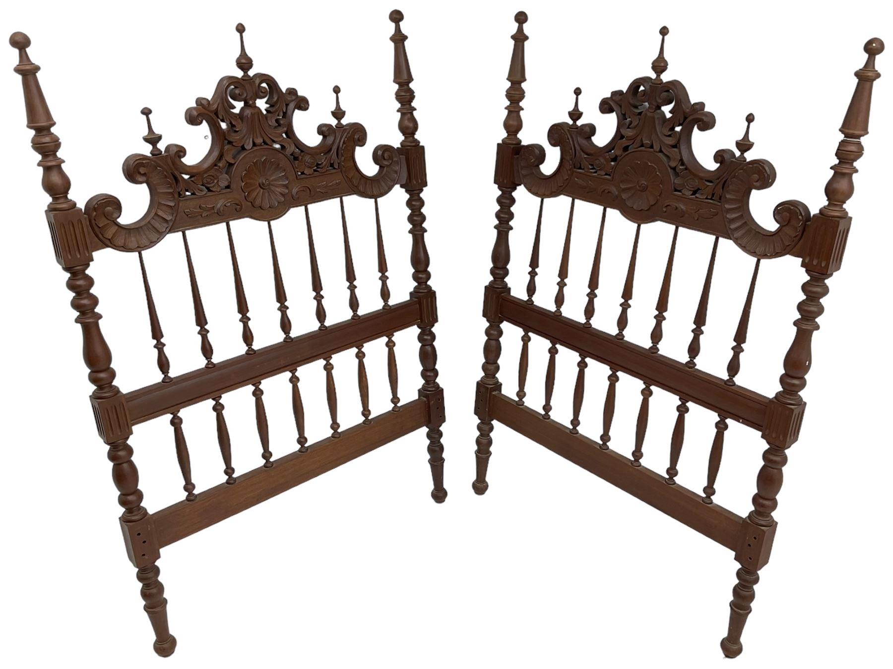 Pair of Spanish carved hardwood headboards - Image 2 of 4