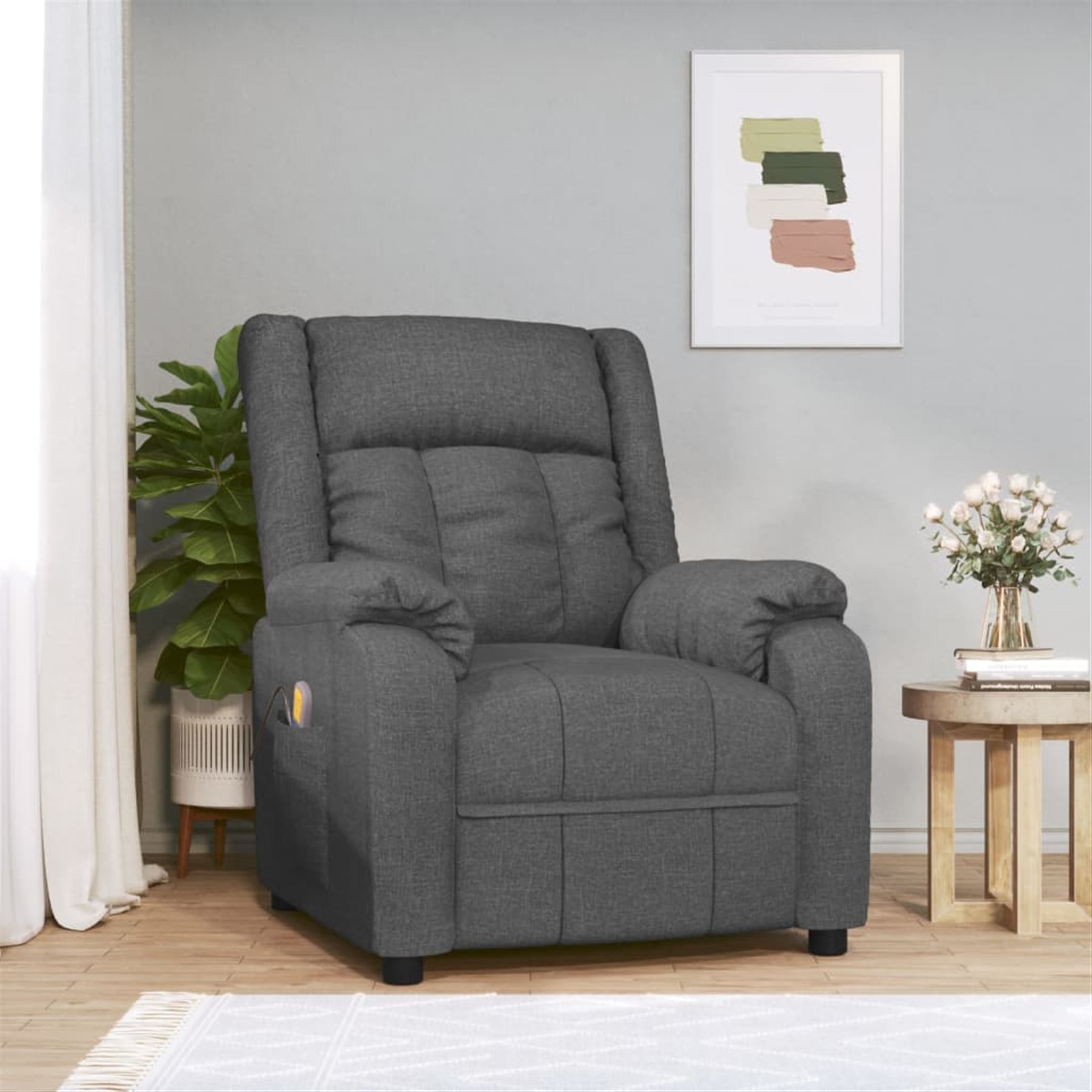 vidaXL - 'DN-01' massage armchair upholstered in dark grey fabric