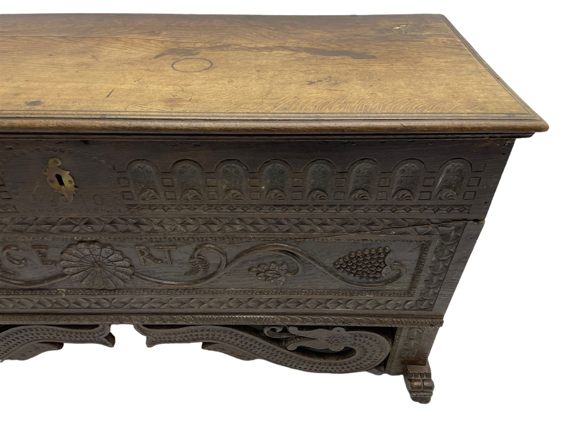 George III oak blanket box or kist - Image 7 of 13