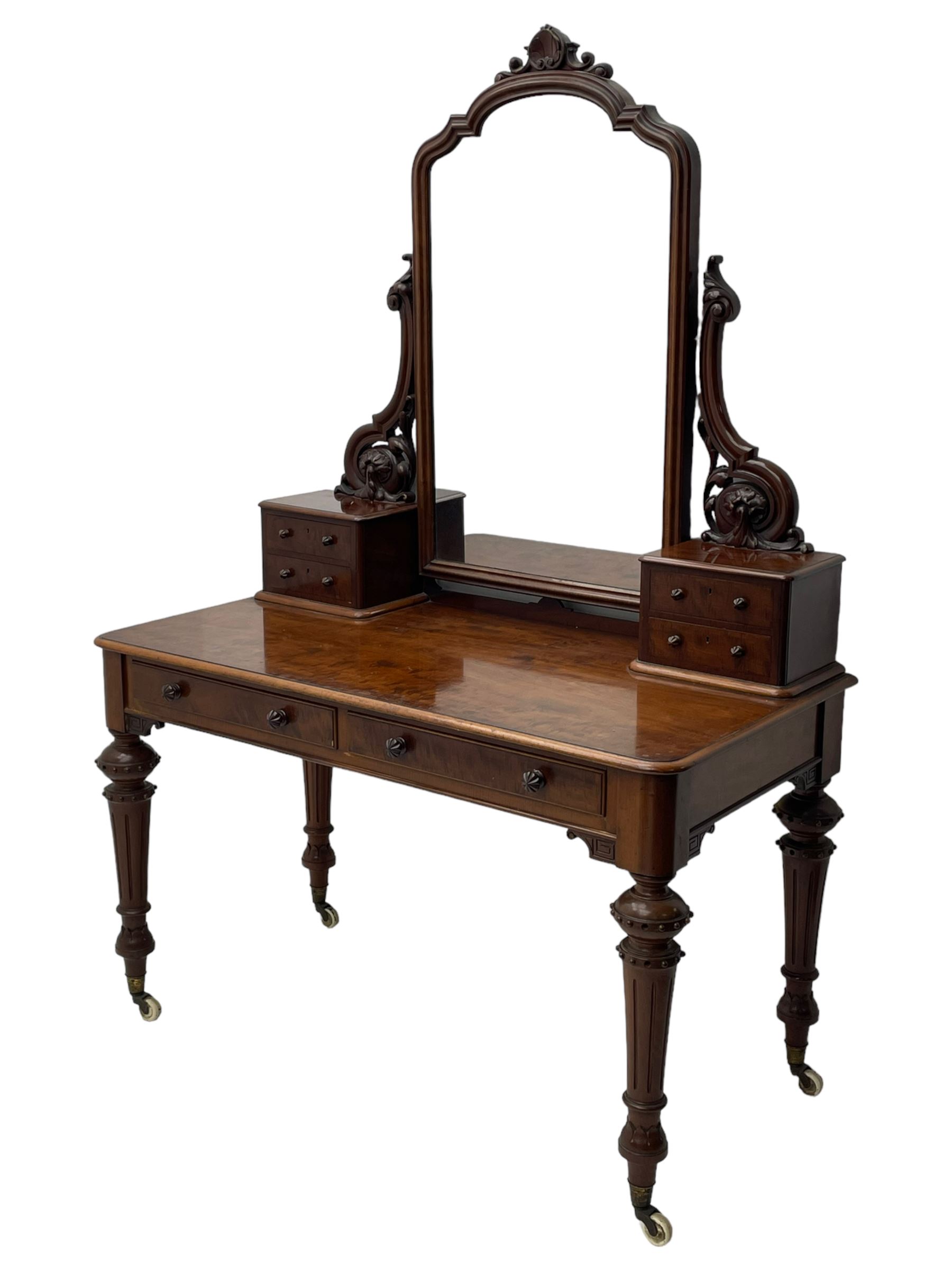 Victorian figured mahogany two-piece bedroom set - the washstand with white and black marble moulded - Image 7 of 28