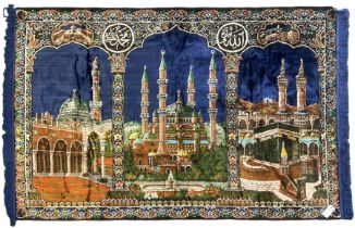 Indigo ground family prayer rug