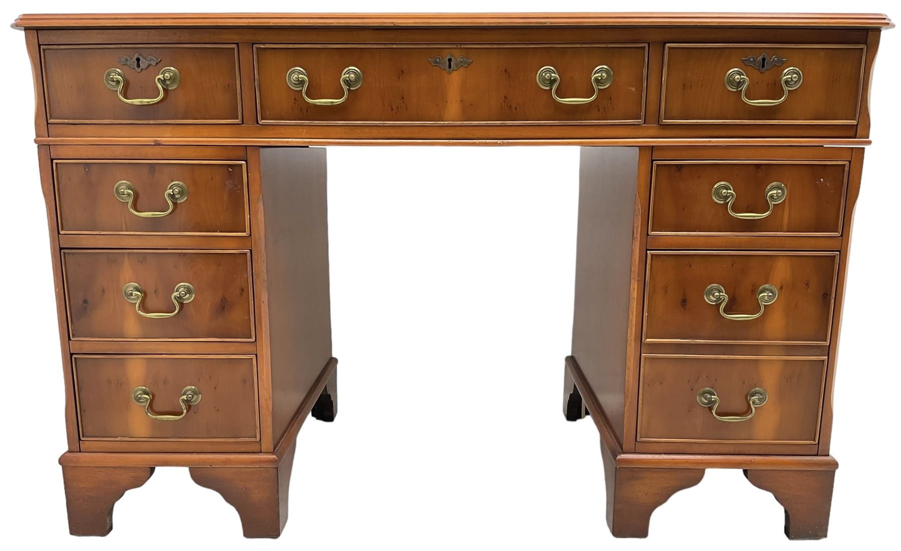 Georgian design yew wood twin pedestal desk