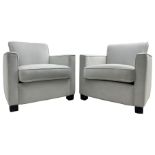 India Jane Interiors - 'Savoy' pair of contemporary armchairs upholstered in light grey velvet fabri