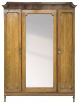 20th century oak triple wardrobe