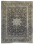 Central Persian Kashan indigo ground carpet