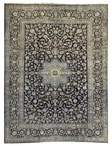 Central Persian Kashan indigo ground carpet