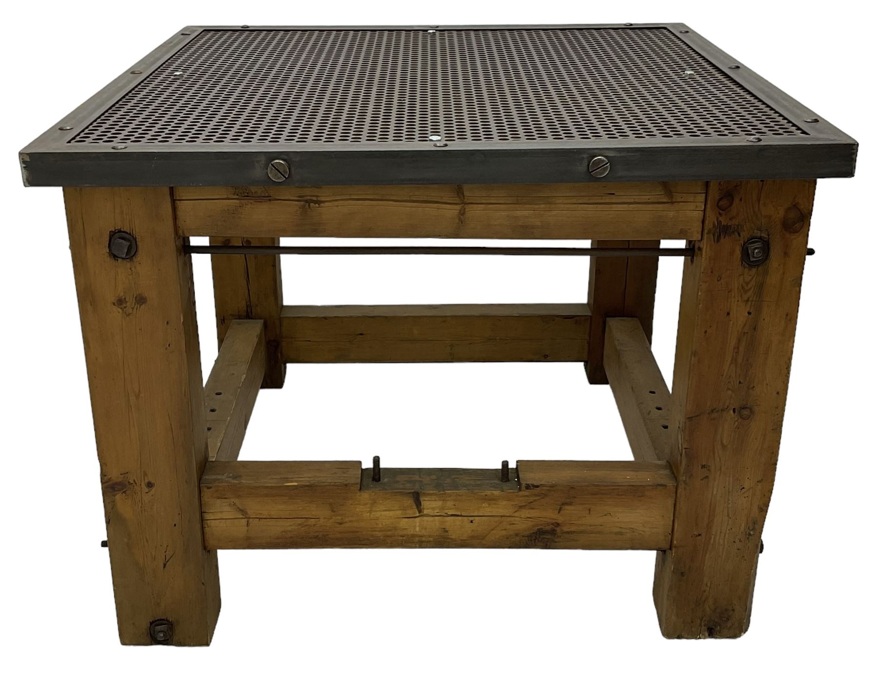 Reclaimed industrial wrought metal and pine table - Image 3 of 6