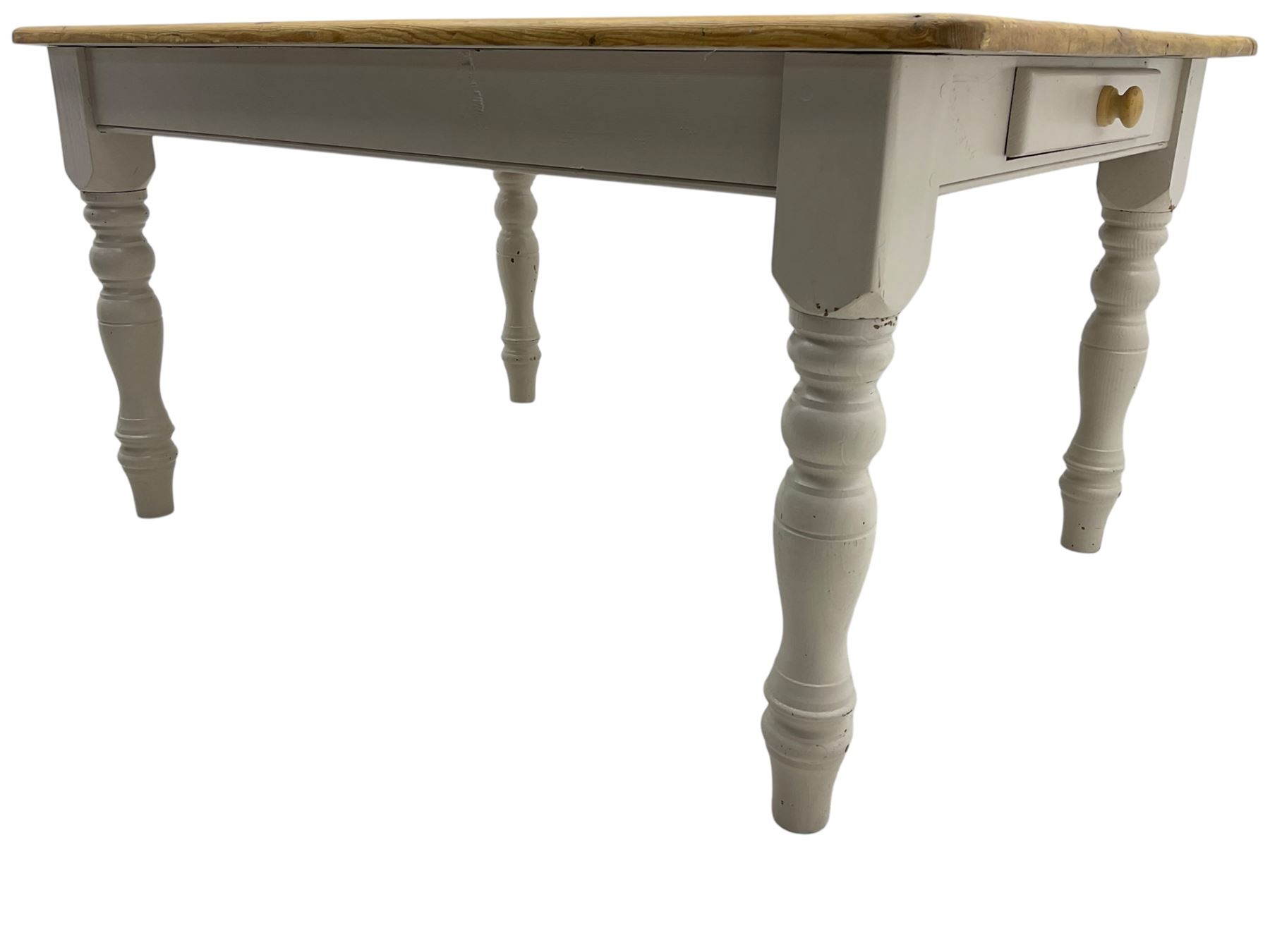 Pine farmhouse kitchen dining table - Image 7 of 7