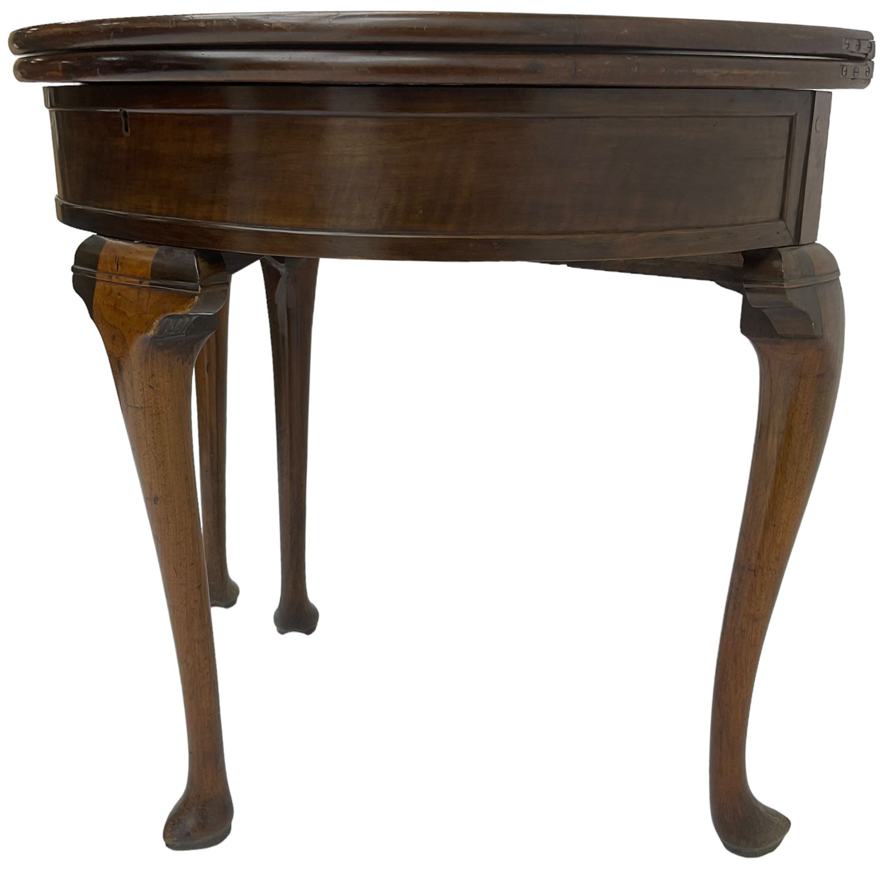 19th century walnut demi-lune side table - Image 5 of 6
