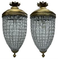 India Jane Interiors - pair of gilt metal and glass pineapple ceiling light pendants