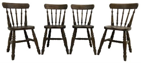 Set of four 20th century oak farmhouse dining chairs
