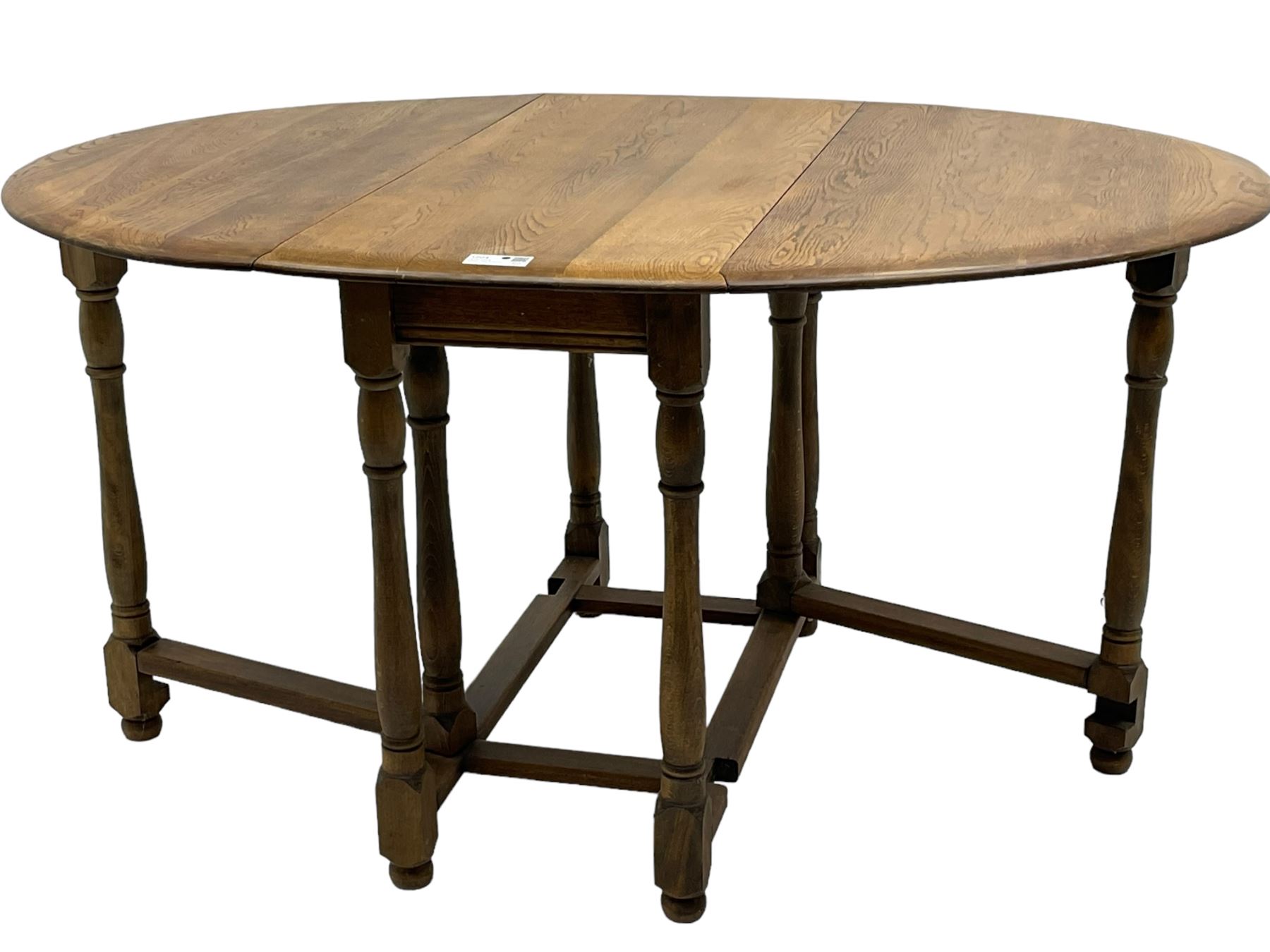 Mid-to-late 20th century oak and beech drop-leaf dining table - Image 2 of 9