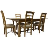 Barker & Stonehouse - rectangular flagstone dining table and a set of six ladder back dining chairs