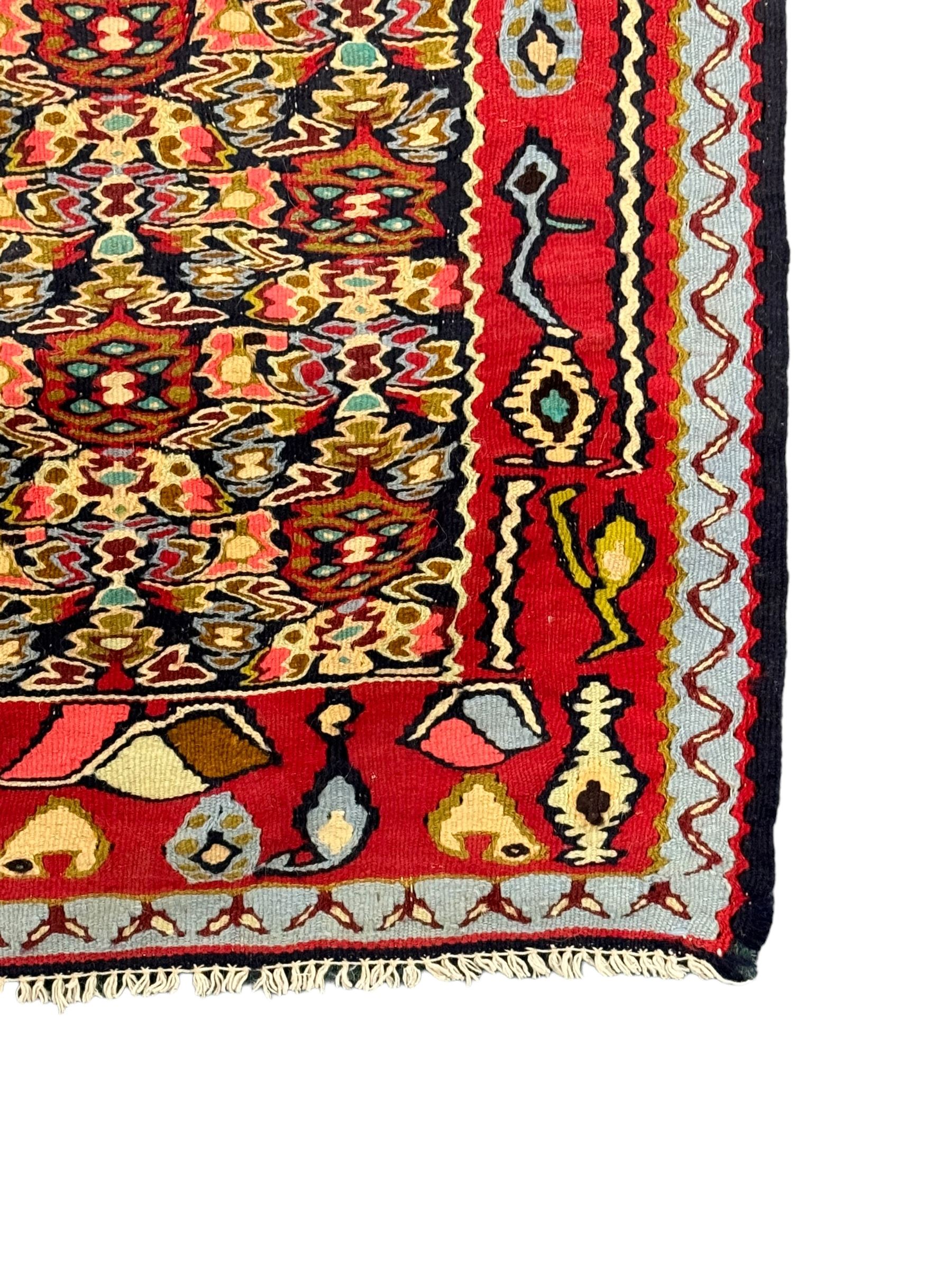 Senneh Kilim crimson ground rug - Image 2 of 8