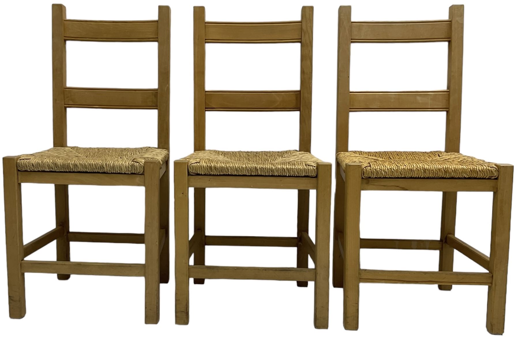 Set of six beech framed farmhouse design dining chairs - Image 2 of 7