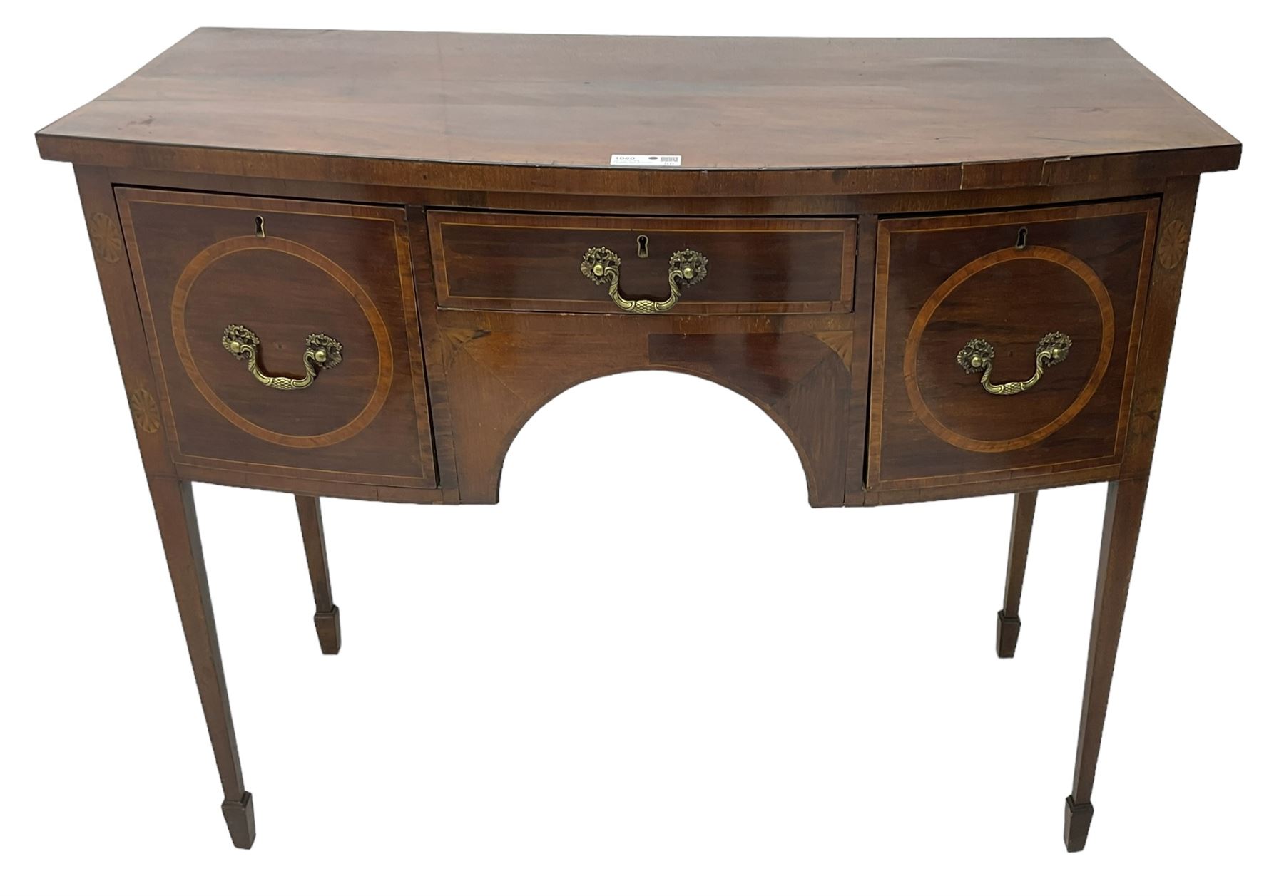 19th century inlaid mahogany bow-front sideboard - Image 2 of 6