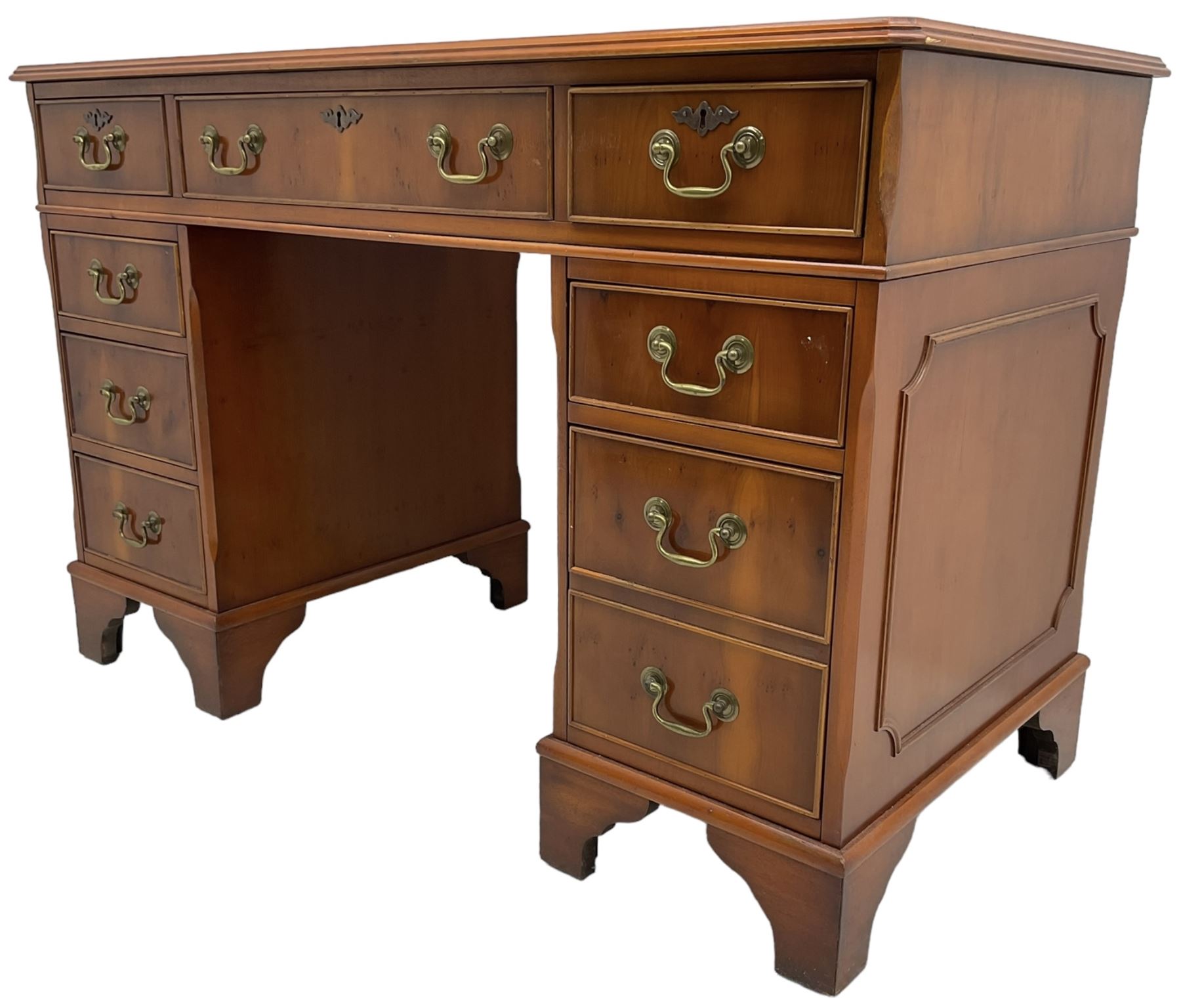 Georgian design yew wood twin pedestal desk - Bild 2 aus 8
