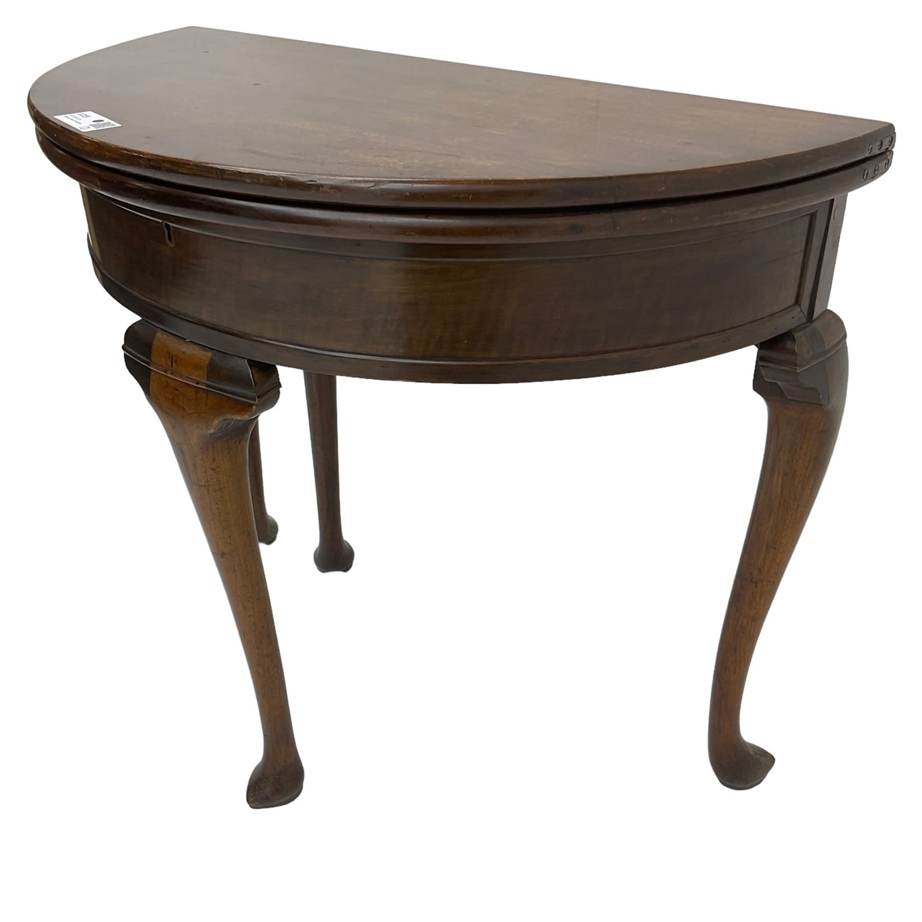 19th century walnut demi-lune side table - Image 4 of 6
