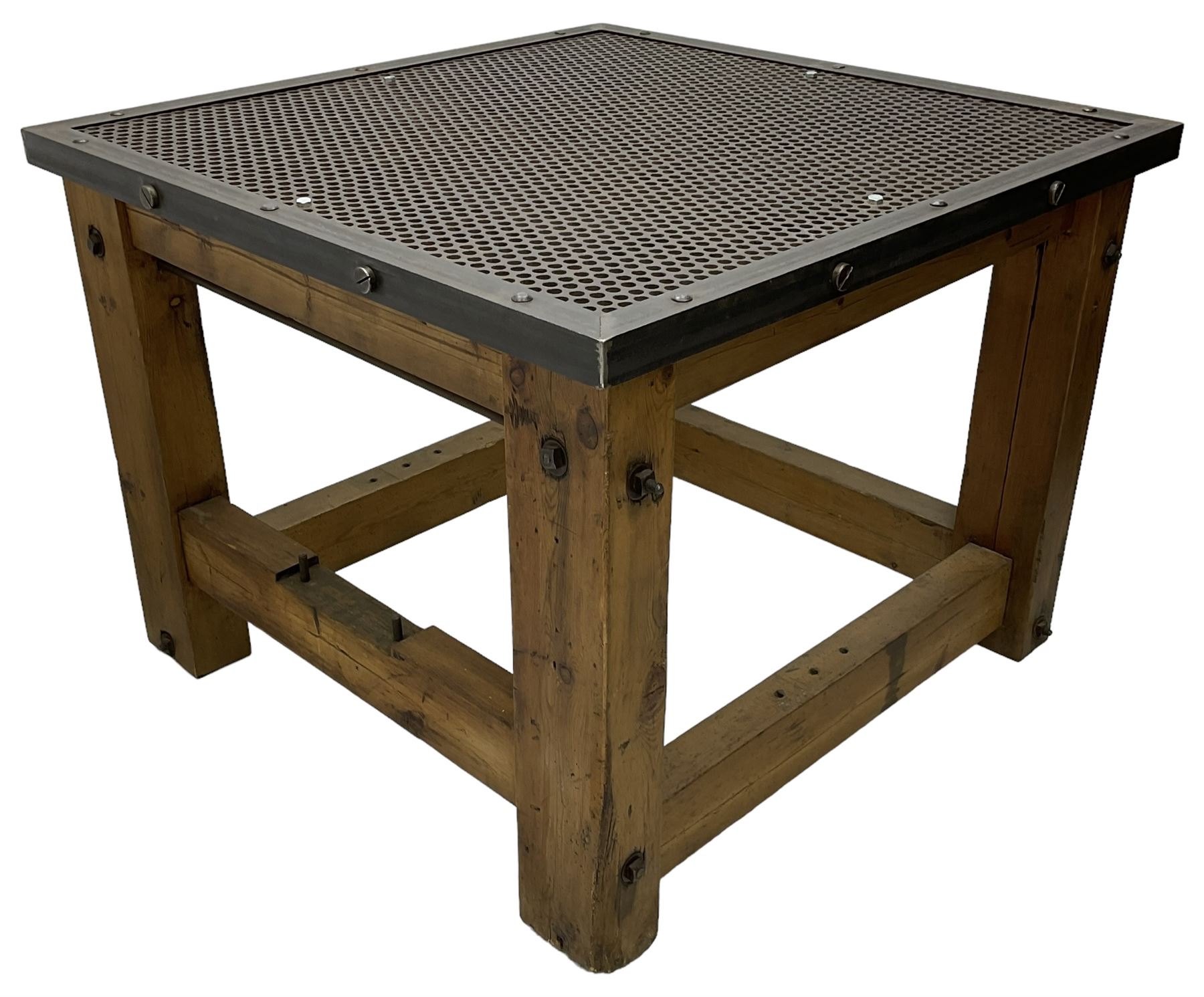 Reclaimed industrial wrought metal and pine table