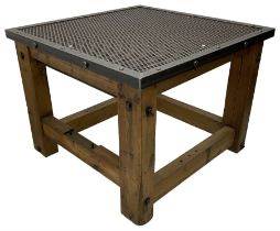 Reclaimed industrial wrought metal and pine table