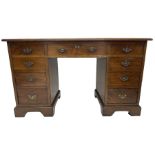 Late 19th century mahogany twin pedestal desk