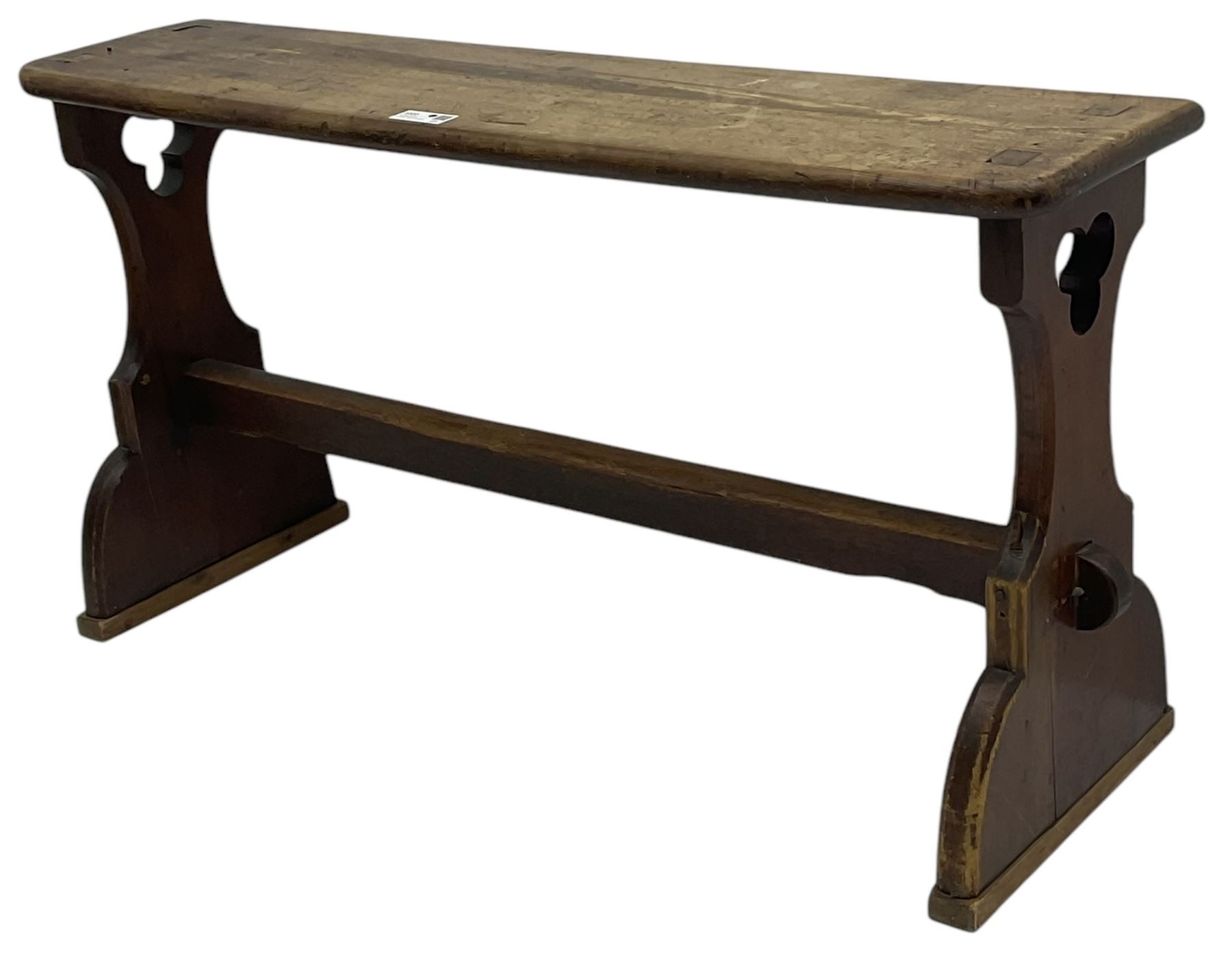 Late Victorian ecclesiastical pitch pine side table - Image 3 of 8