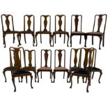 Matched set of fourteen early 20th century mahogany dining chairs