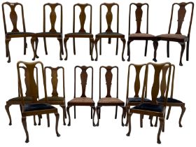 Matched set of fourteen early 20th century mahogany dining chairs