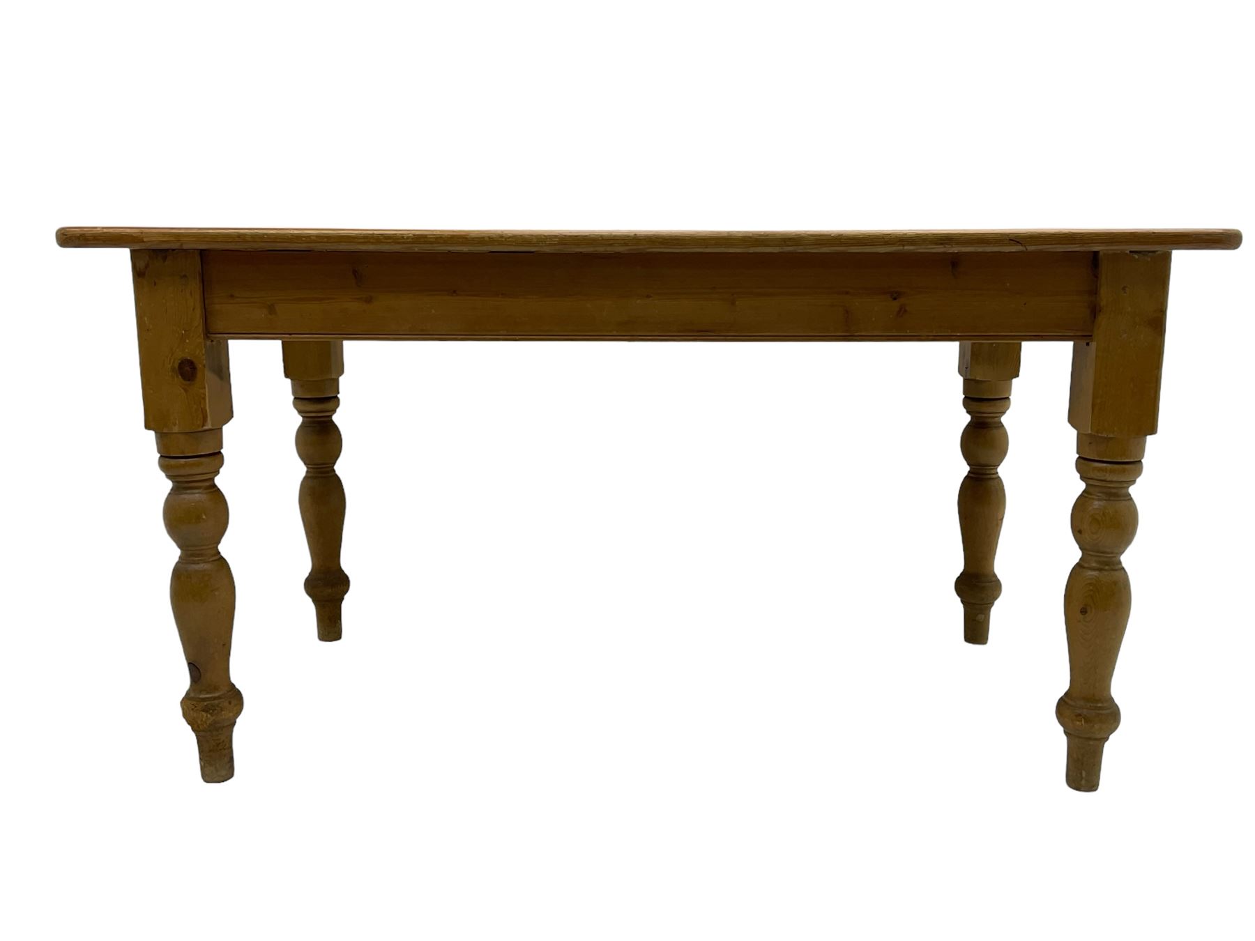 Polished pine farmhouse design dining table - Image 2 of 6