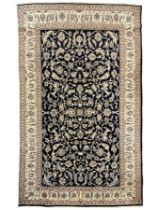 Central Persian part silk indigo ground Nain carpet