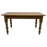 Polished pine farmhouse design dining table