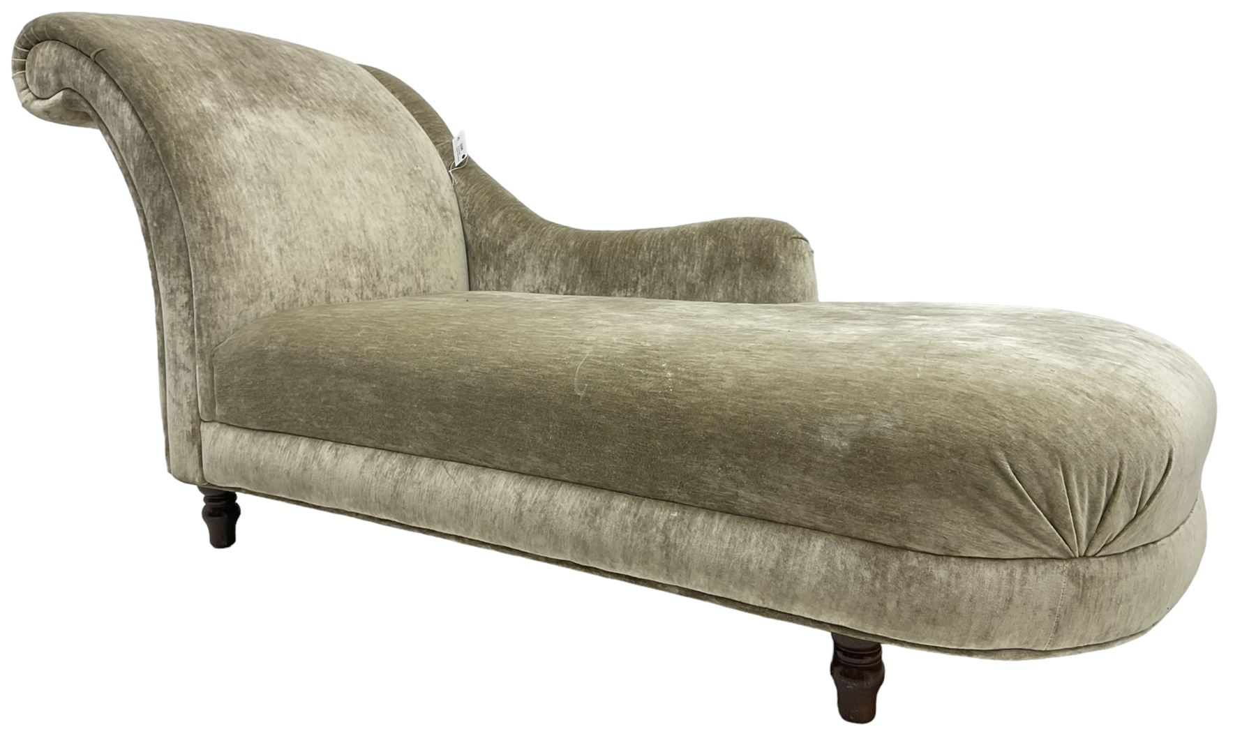 Contemporary chaise longue with scrolled back